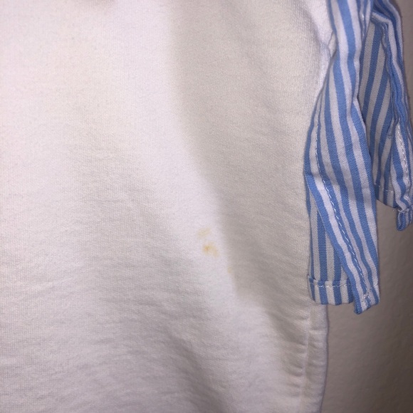 Blue White Striped Bow Tie Open Shoulder Tank Top - Picture 4 of 7